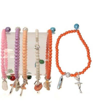 BRAZALETE ELÁSTICO CUENTAS DE COLORES Y BAILARINA