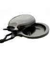 CASTAÑUELAS VIDRIO CAPRICHO VETAS AZUL/BLANCA DOBLE CAJA