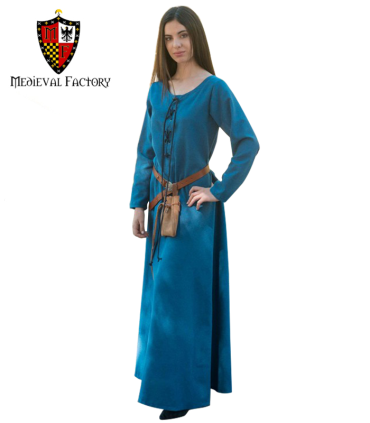 TÚNICA MEDIEVAL VIKINGA CORDONES AZUL