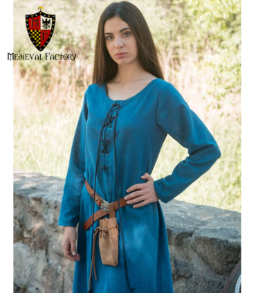 TÚNICA MEDIEVAL VIKINGA CORDONES AZUL