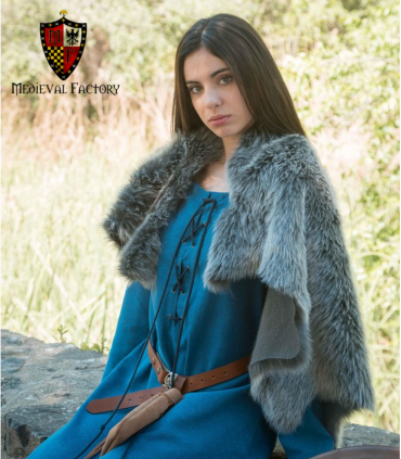 TÚNICA MEDIEVAL VIKINGA CORDONES AZUL