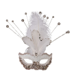 ANTIFAZ BLANCO LENTEJUELAS PLUMAS PURPURINA