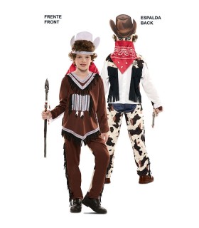 DISFRAZ DOBLE INDIO Y VAQUERO