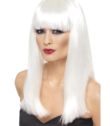 PELUCA GLAM LARGA BLANCA