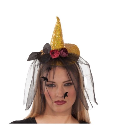 DIADEMA SOMBRERO BRUJA AMARILLO