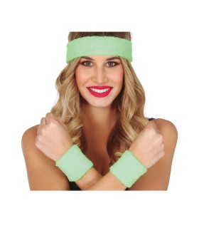 CONJUNTO 2 MUÑEQUERAS Y CINTA VERDE