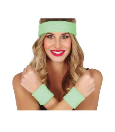 CONJUNTO 2 MUÑEQUERAS Y CINTA VERDE