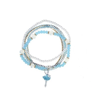 PULSERA PERLAS STRASS BAILARINA CELESTE