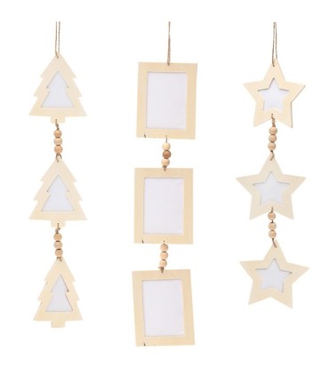 DECORACION NAVIDAD 10X5X47CM MADERA BLANCO