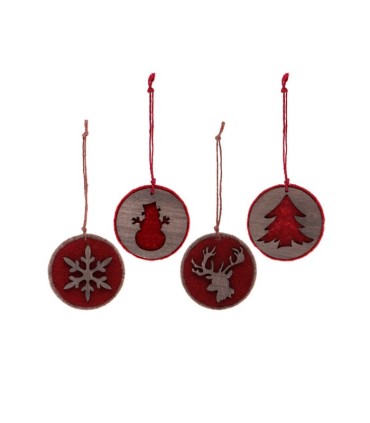 ACCESORIO NAVIDAD 19X8.5X1CM ROJO 4 ST.