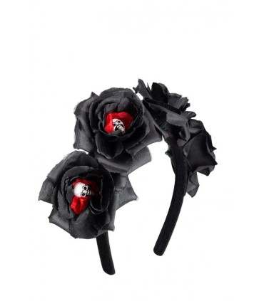 DIADEMA ROSAS NEGRAS CALAVERITAS