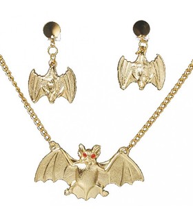 COLLAR Y PENDIENTES MURCIELAGO
