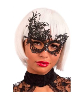 MASCARA TEJIDO MACRAME Y STRASS