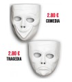 MASCARA ROSTRO BLANCO COMEDIA Y TRAGEDIA