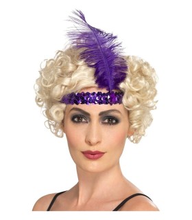 DIADEMA CON PLUMA PURPURA