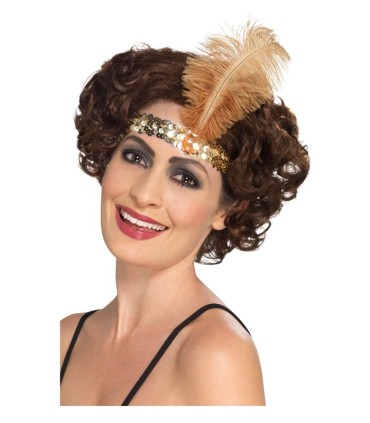 DIADEMA CON PLUMA ORO