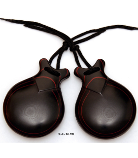 CASTAÑUELAS FIBRA NEGRA VETEADA ROJA
