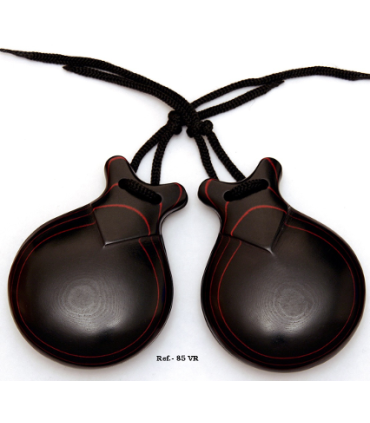 CASTAÑUELAS FIBRA NEGRA VETEADA ROJA