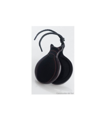 CASTAÑUELAS FIBRA NEGRA VETEADA ROJA