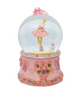 BOLA MUSICAL BAILARINA ROSA CON GATITO