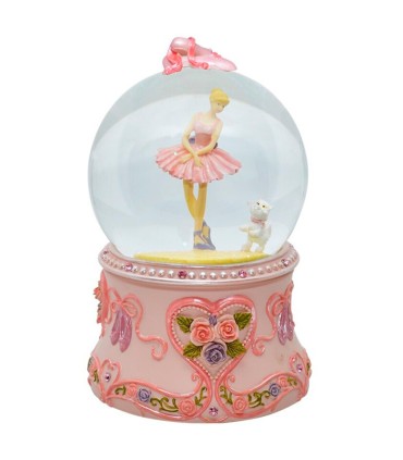BOLA MUSICAL BAILARINA ROSA CON GATITO