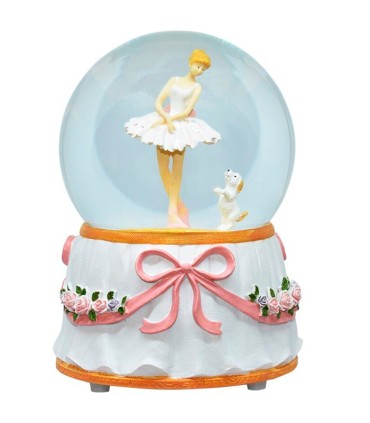 BOLA MUSICAL BAILARINA BLANCA CON GATITO