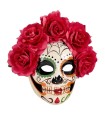 MASCARA DIA MUERTOS ROSAS