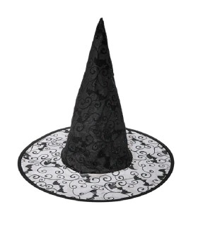 SOMBRERO BRUJA NEGRO MURCIELAGOS