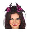 DIADEMA FLORES LILA Y NEGRO VELO