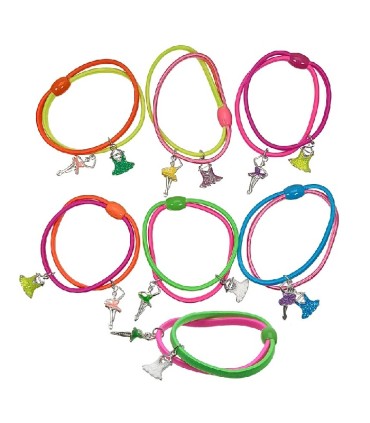BRAZALETE ELÁSTICO FLUORESCENTE CON COLGANTES