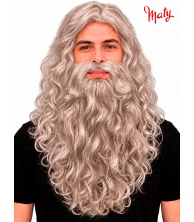 Peluca y barba de rey mago para disfraz - Accesorios Maty.
