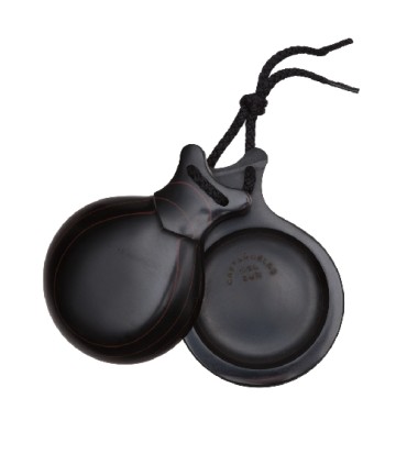 CASTAÑUELAS FIBRA NEGRA VETEADA ROJA